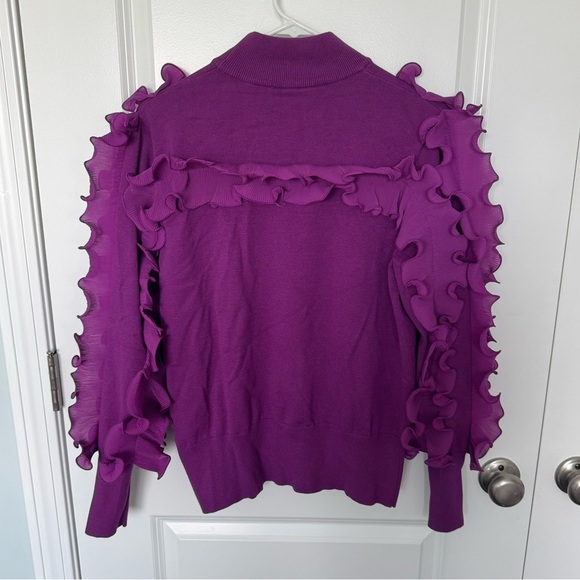 Anne Fontaine Purple Sidaline Pleated Ruffle Sweater Mock Neck 44 Euro/ W 12 - Picture 8 of 10